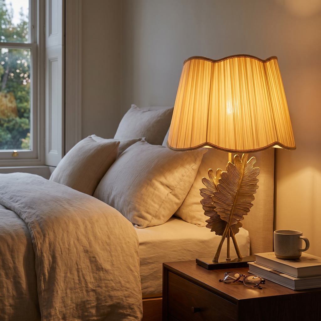 Gold Banana Leaf Marble Table Lamp – lifestyle 1