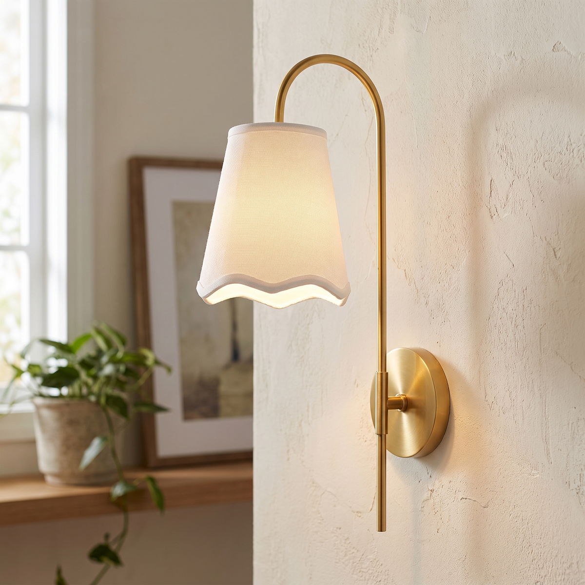 Curved Arm Tapered Shade Wall Light – lifestyle 3