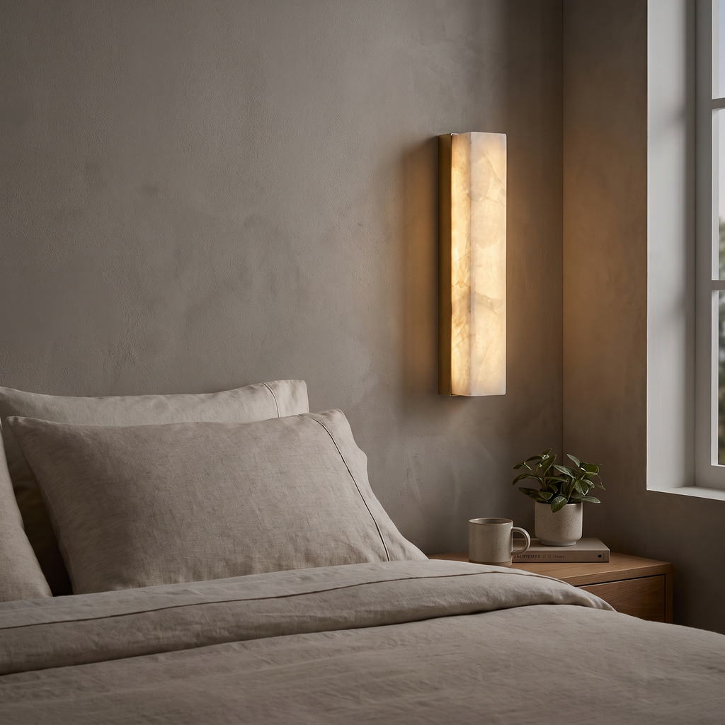 Slim Alabaster Panel LED Wall Lamp – lifestyle 1