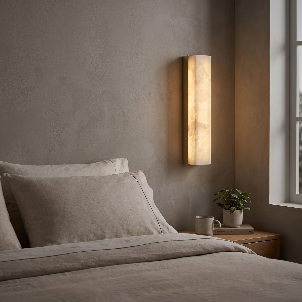 Slim Alabaster Panel LED Wall Lamp – lifestyle 1