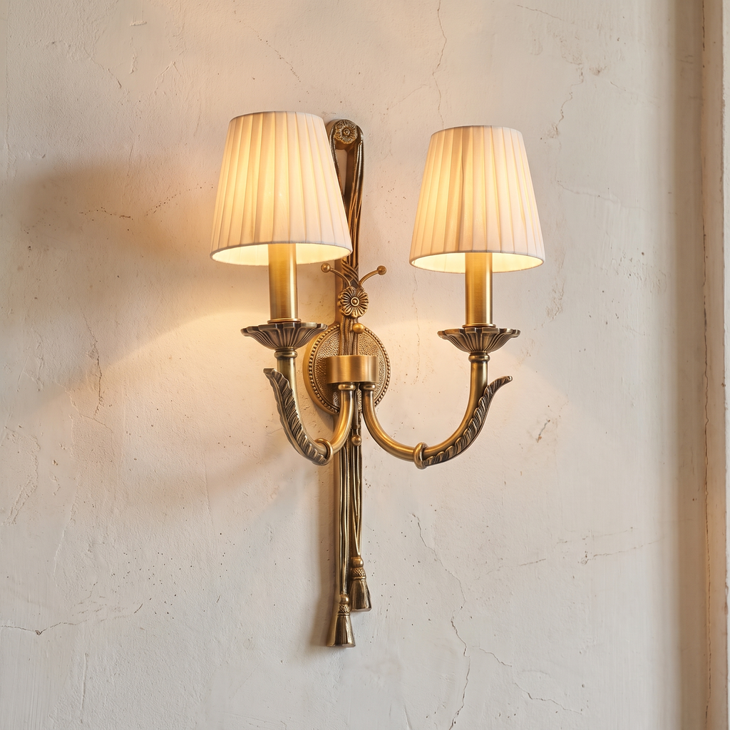 Twin Pleated Shade Tassel Wall Lamp – lifestyle 3