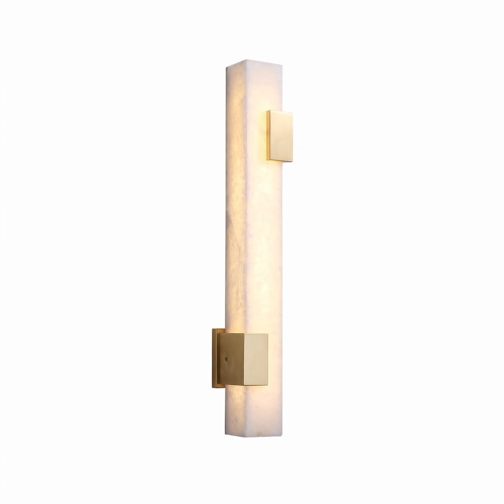 Elongated Alabaster Brass LED Wall Light