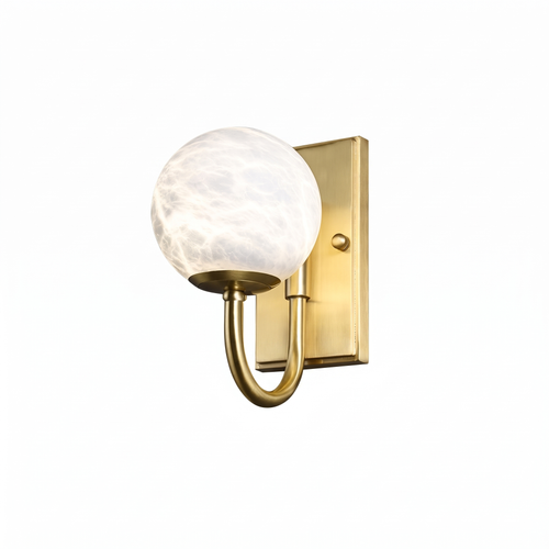 Alabaster Globe Curved Arm Wall Lamp