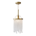 Beaded Strand Brass Cylinder Pendant