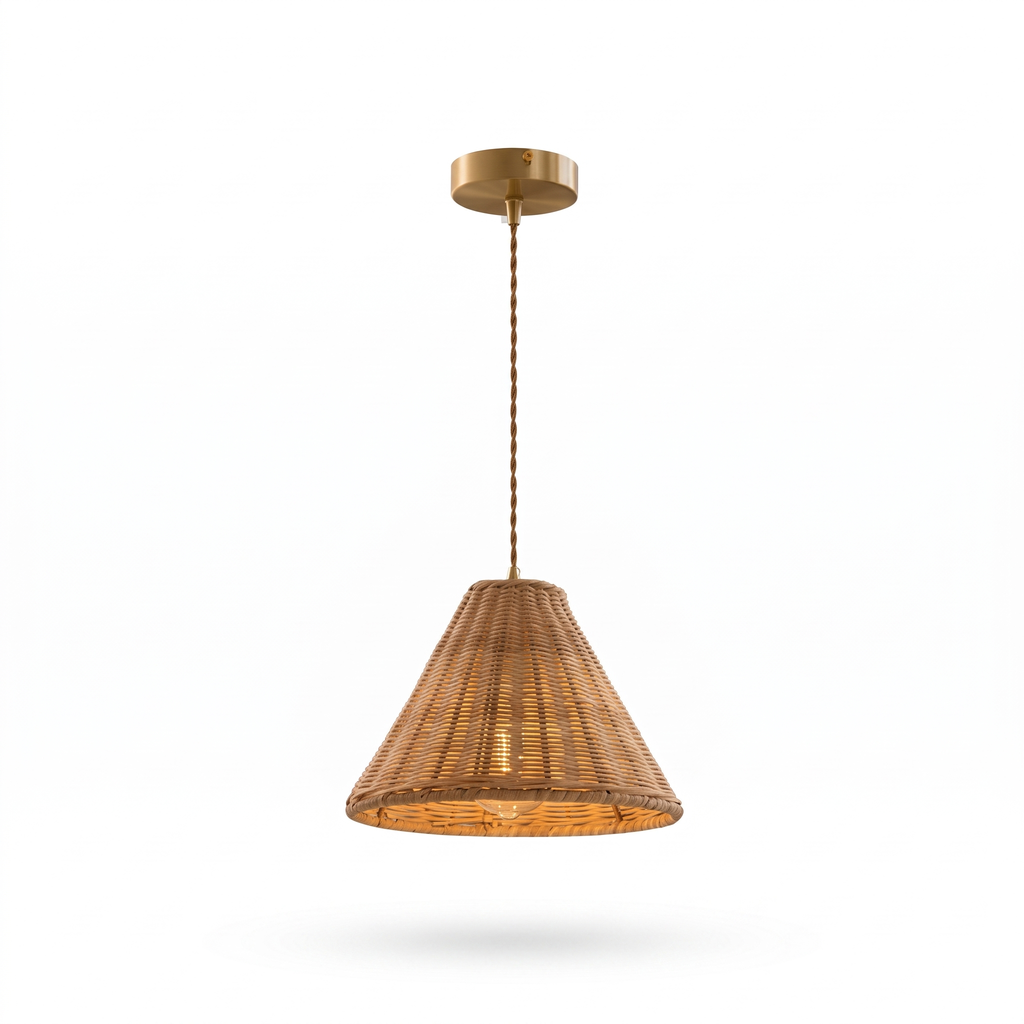 Woven Rattan Cone Pendant Light