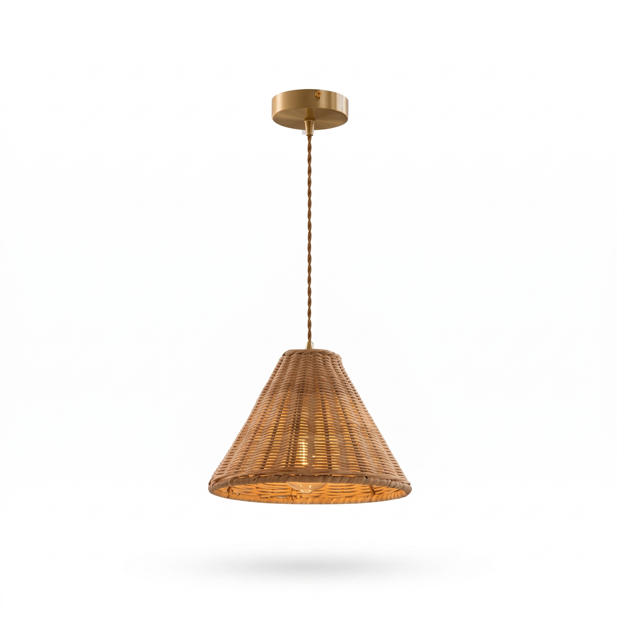 Woven Rattan Cone Pendant Light