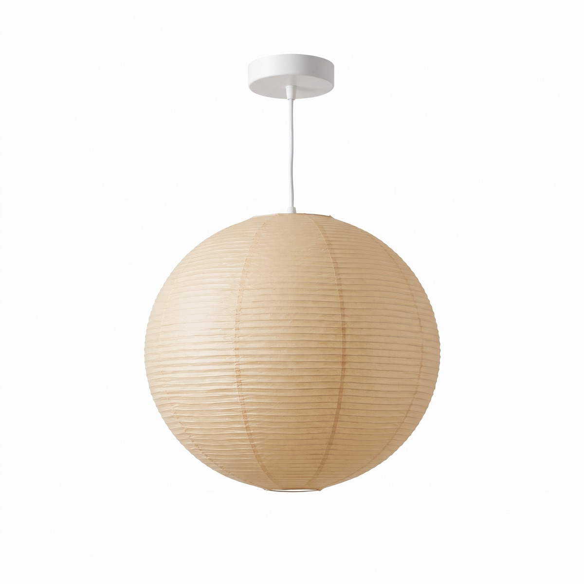 Ribbed Rice Paper Globe Pendant Lamp