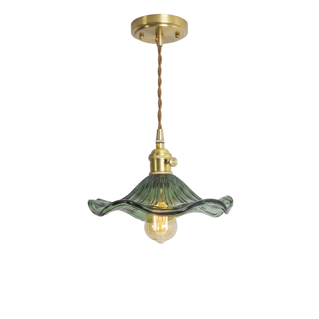 Fluted Glass Flower Pendant Light