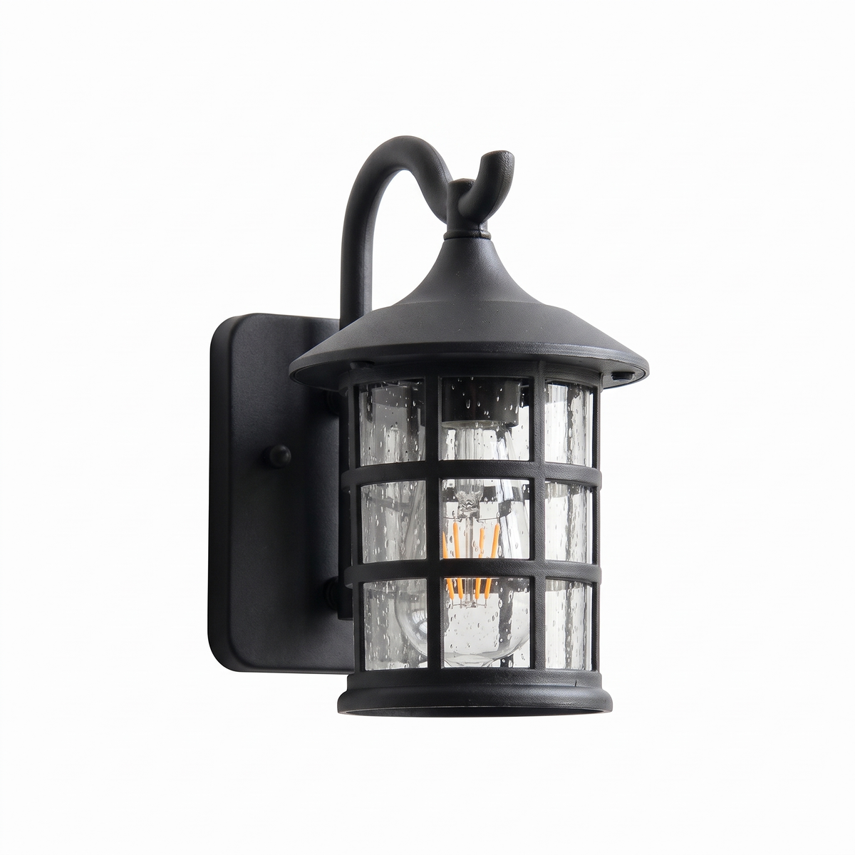 Seeded Glass Lantern Outdoor Wall Light