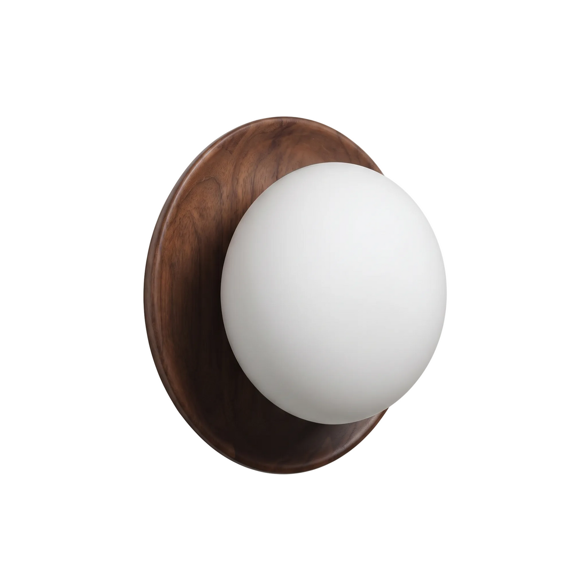 Hardwood Backplate Glass Dome LED Wall Light