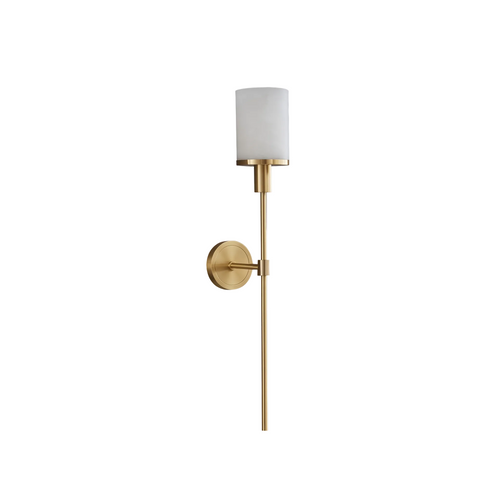 Alabaster Cylinder Brass Rod Wall Light