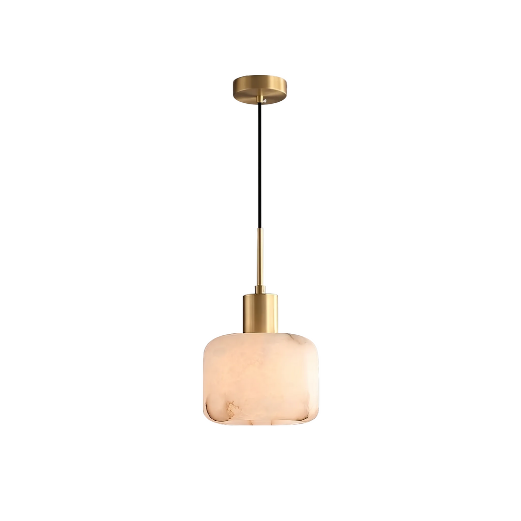 Rounded Alabaster Brass Pendant Light