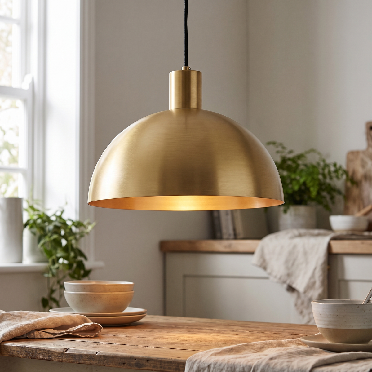 Brass Dome Pendant Light close-up detail
