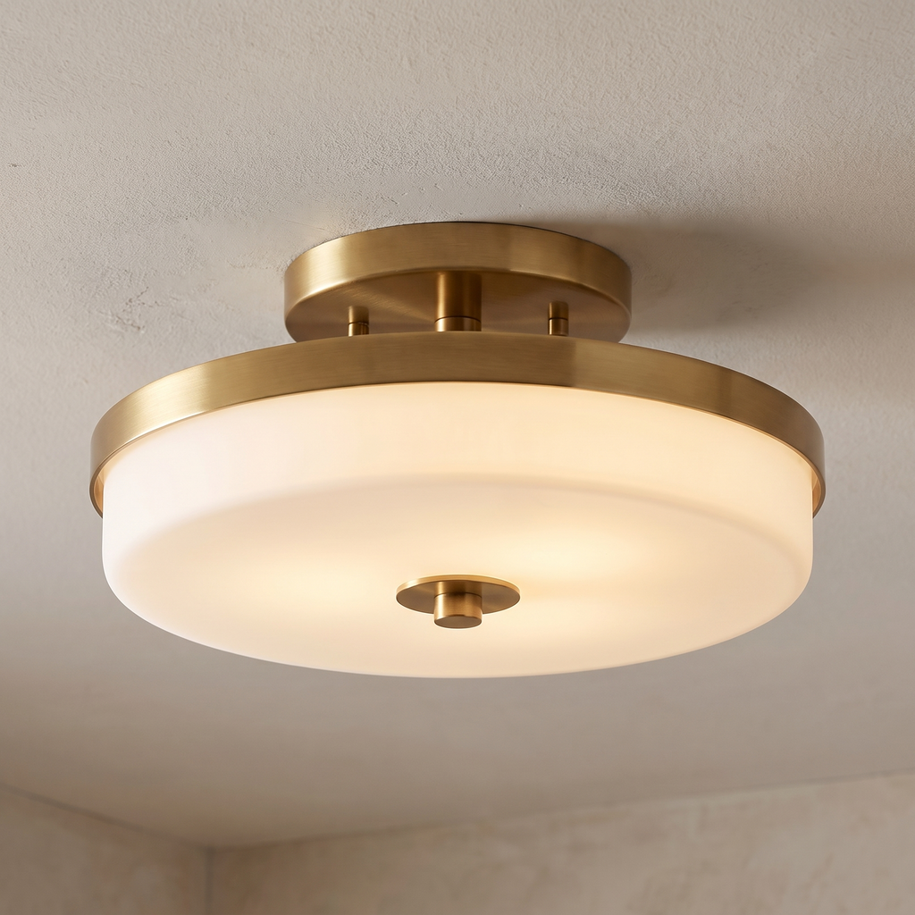 Slim Round Frosted Glass LED Flush Ceiling Light close-up detail