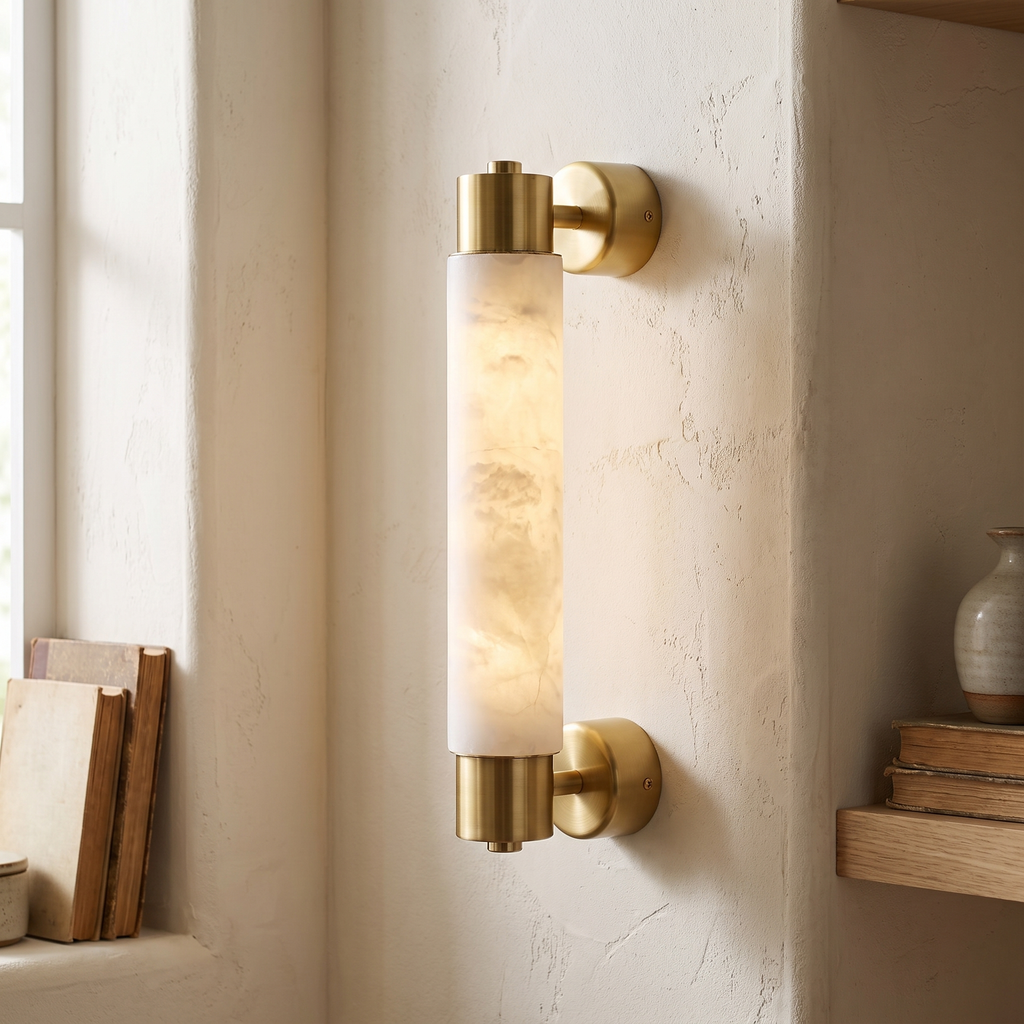 Vertical Alabaster Bar LED Wall Lamp close-up detail