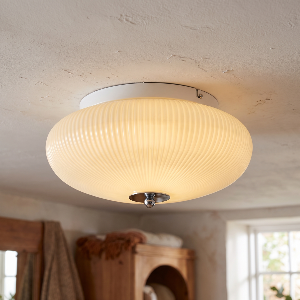 Ribbed Dome LED Flush Ceiling Light close-up detail