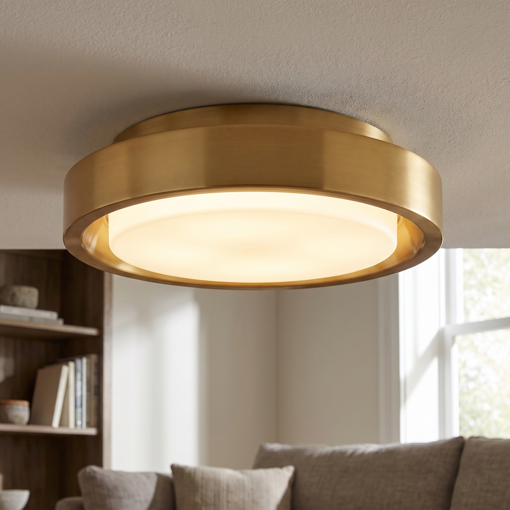 Wide Round Frosted Glass LED Flush Ceiling Light close-up detail