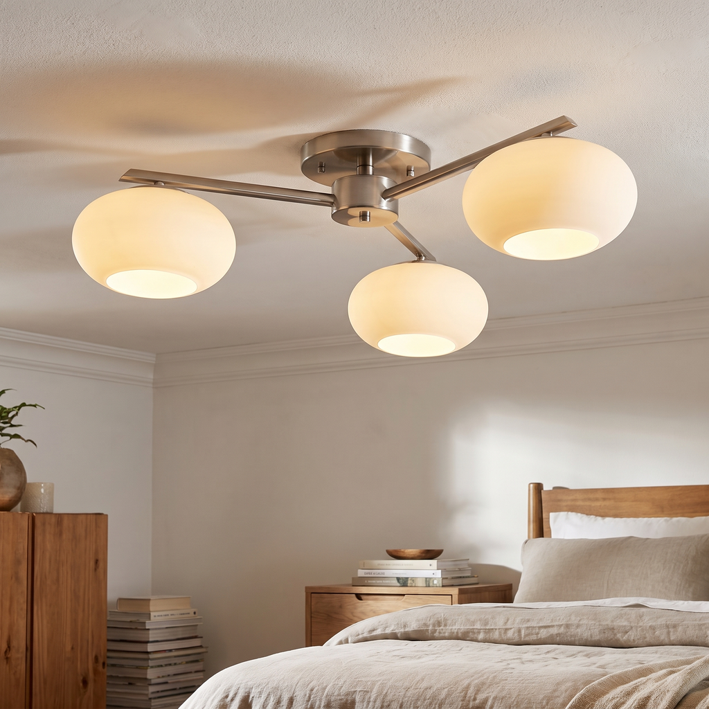 Branching Glass Globe Semi-Flush Ceiling Light close-up detail