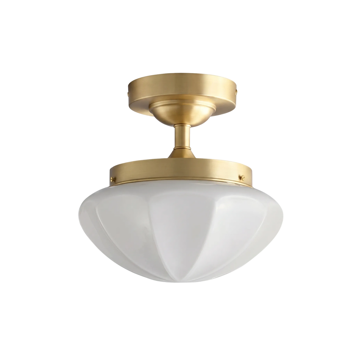 Domed Glass Brass Semi-Flush Ceiling Light