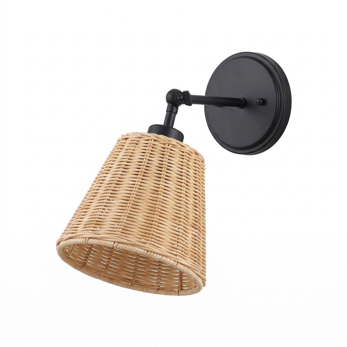 Battery-Operated Rattan Bell Wall Sconce