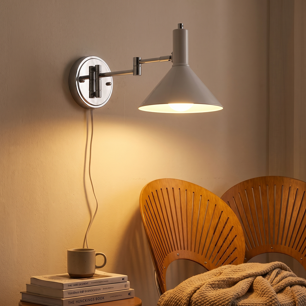Swing Arm Plug-In Metal Wall Lamp – evening glow