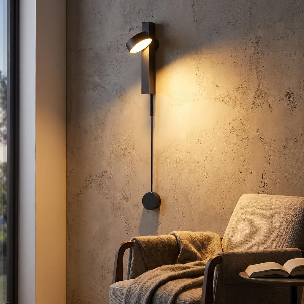 Dimmable Adjustable-Head Plug-In Wall Sconce – evening glow