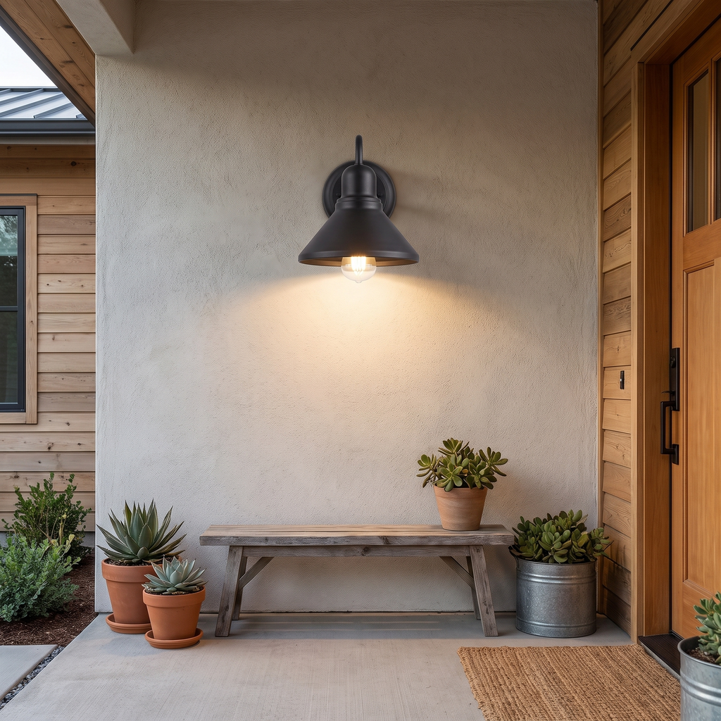 Gooseneck Barn Shade Outdoor Wall Light – front view
