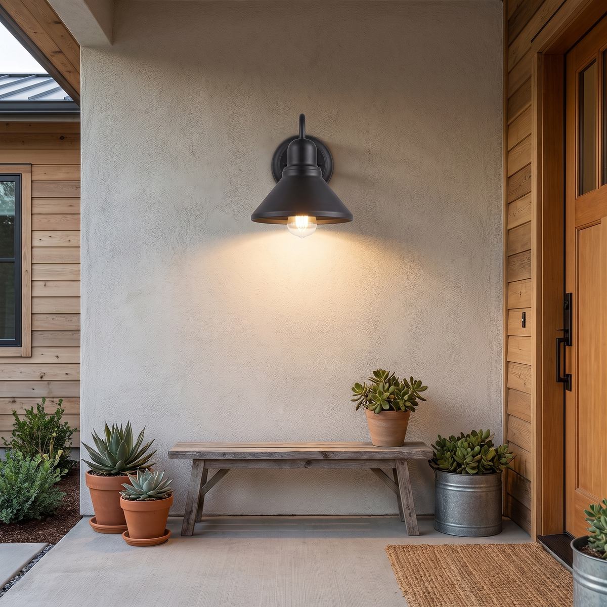Gooseneck Barn Shade Outdoor Wall Light – front view