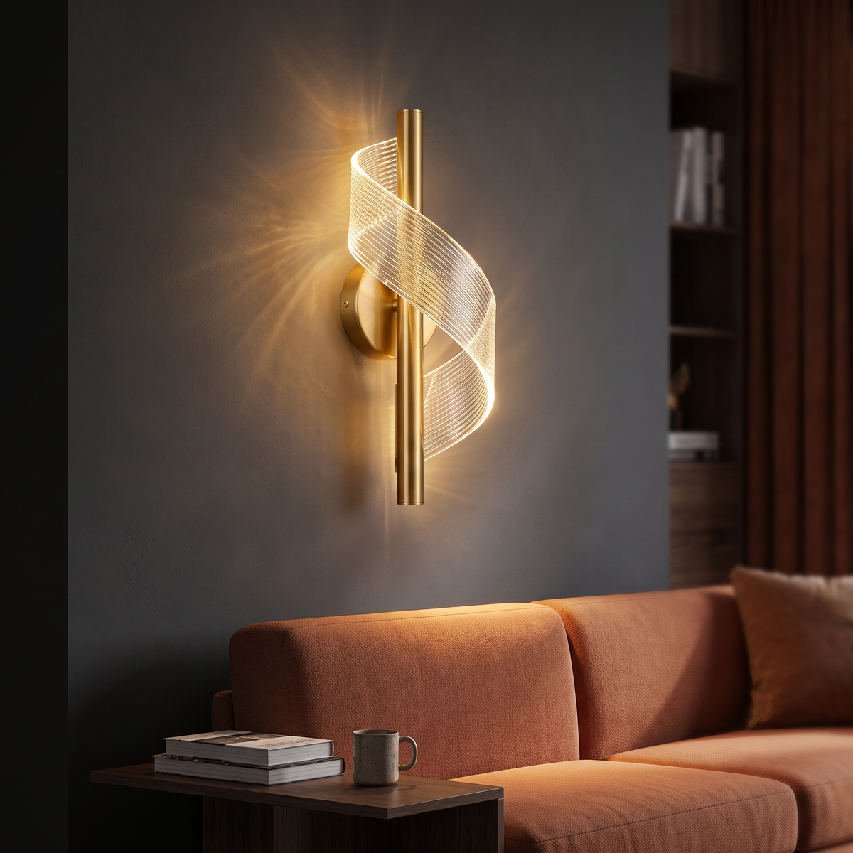 Spiral Ribbon Glass Wall Sconce – evening glow