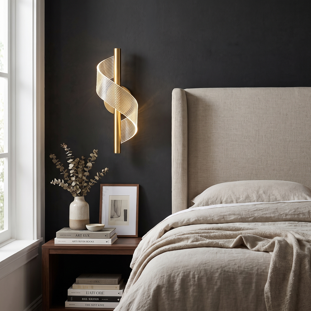 Spiral Ribbon Glass Wall Sconce – room view