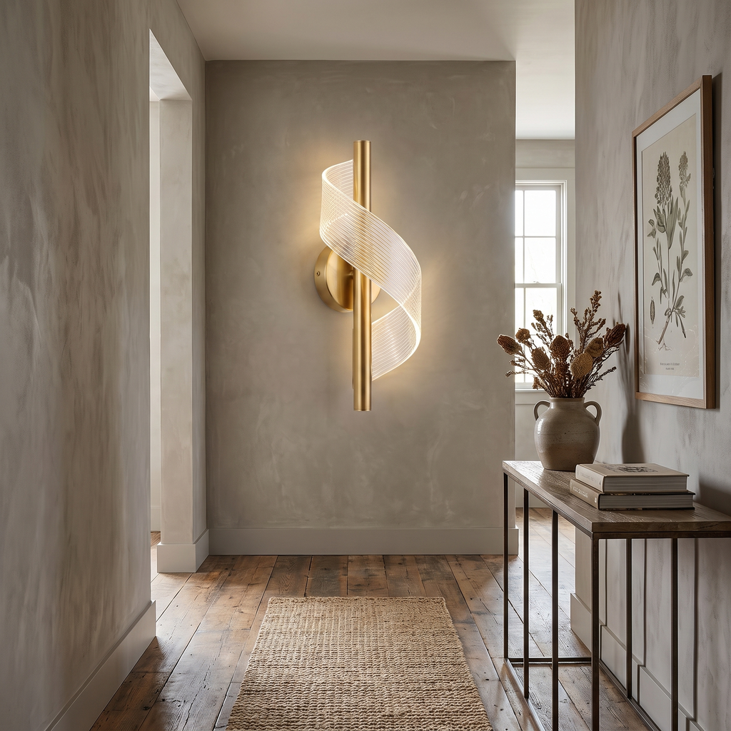 Spiral Ribbon Glass Wall Sconce – front view