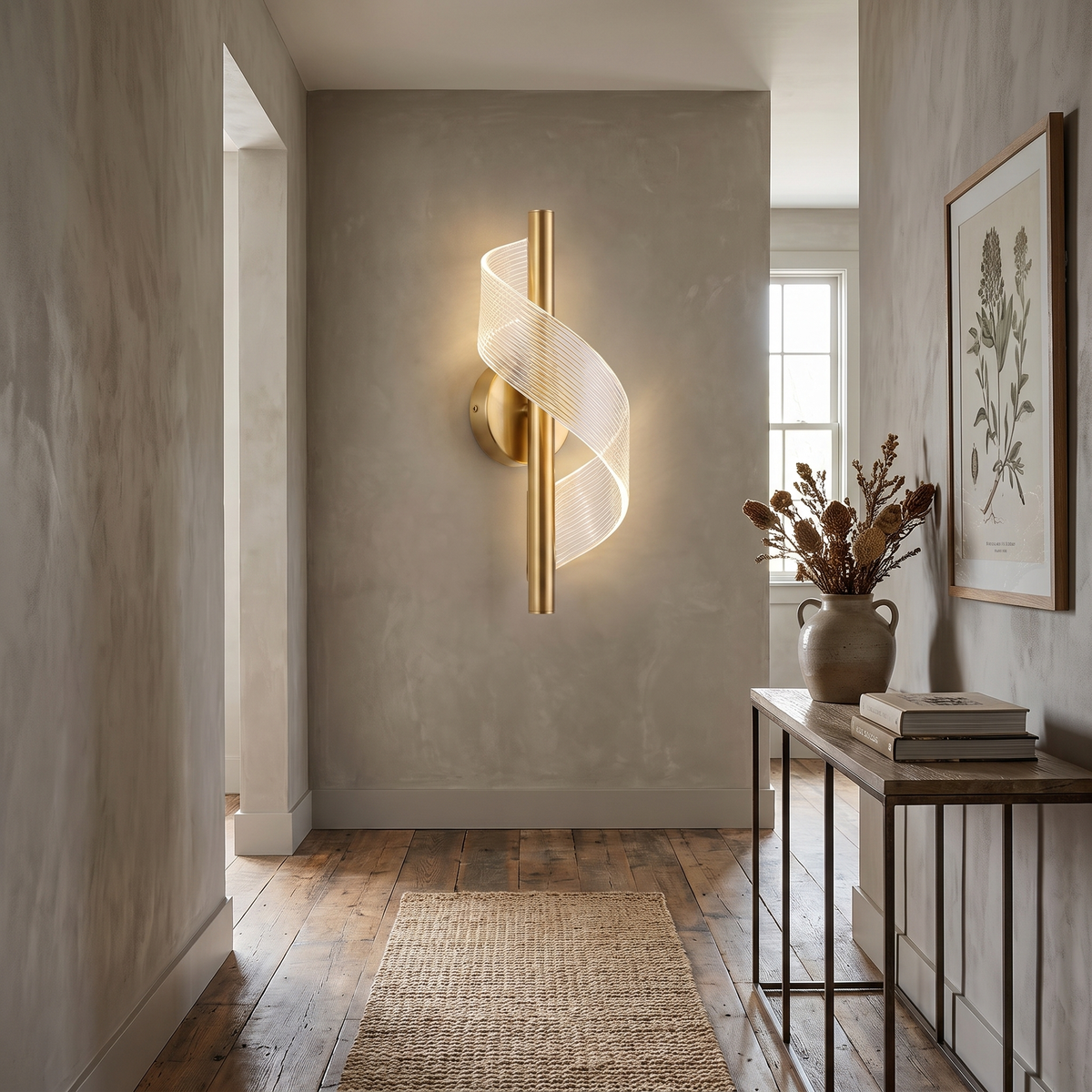 Spiral Ribbon Glass Wall Sconce – front view