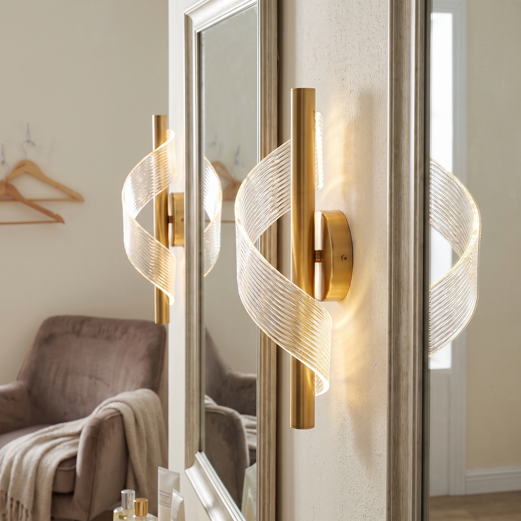 Spiral Ribbon Glass Wall Sconce – side profile