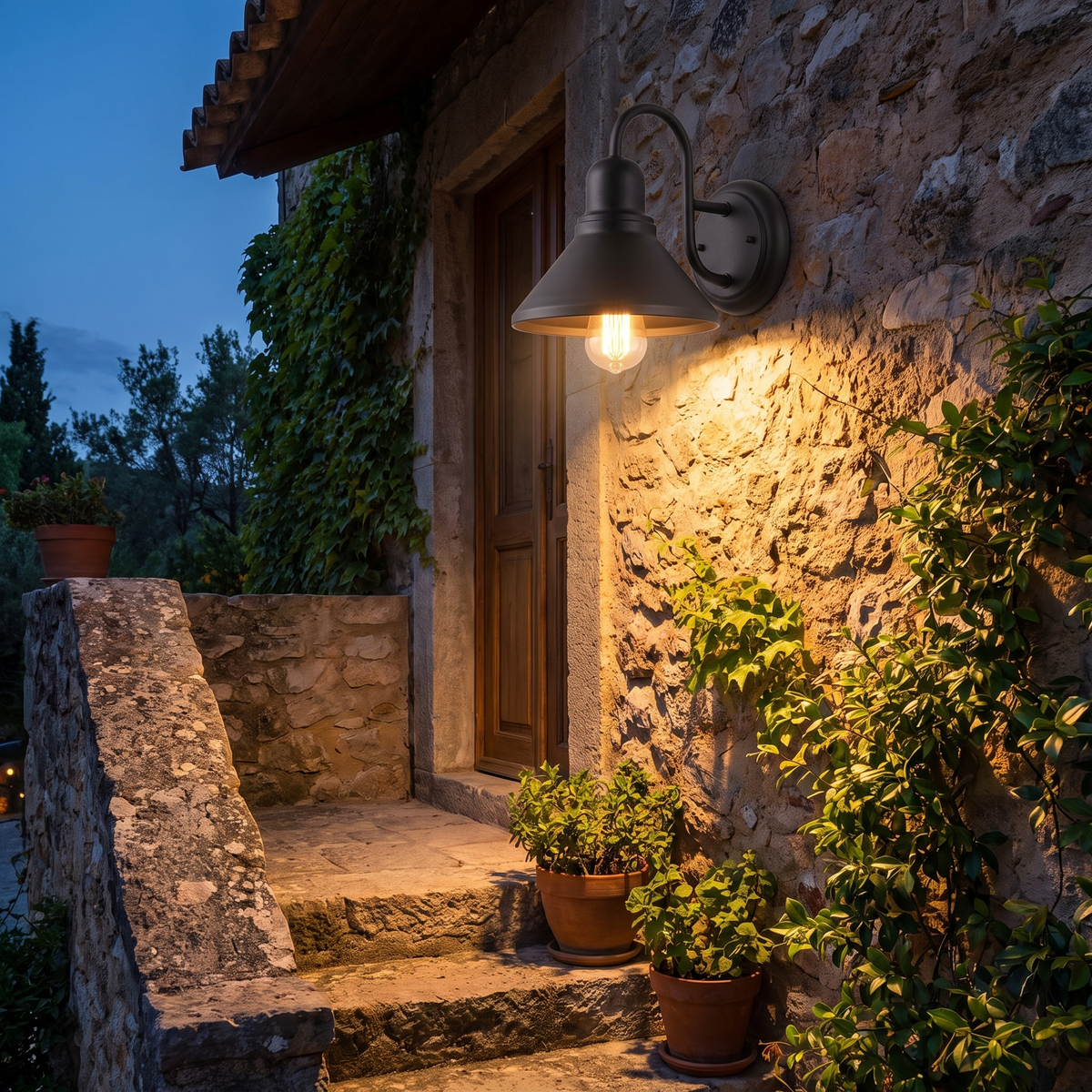 Gooseneck Barn Shade Outdoor Wall Light – evening glow