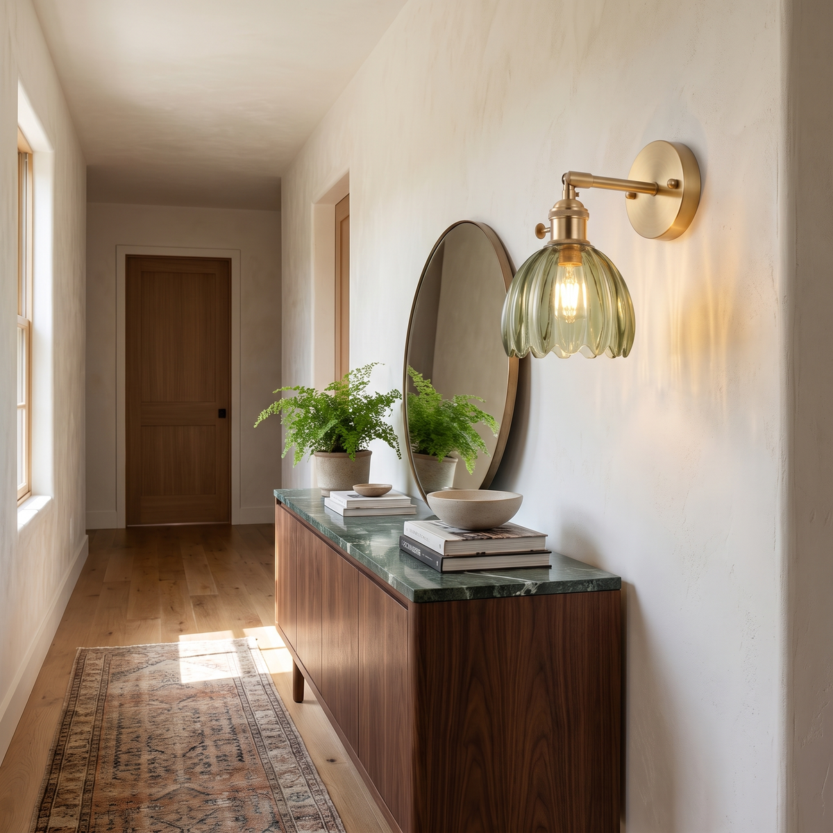 Adjustable Tulip Glass Wall Sconce – room view
