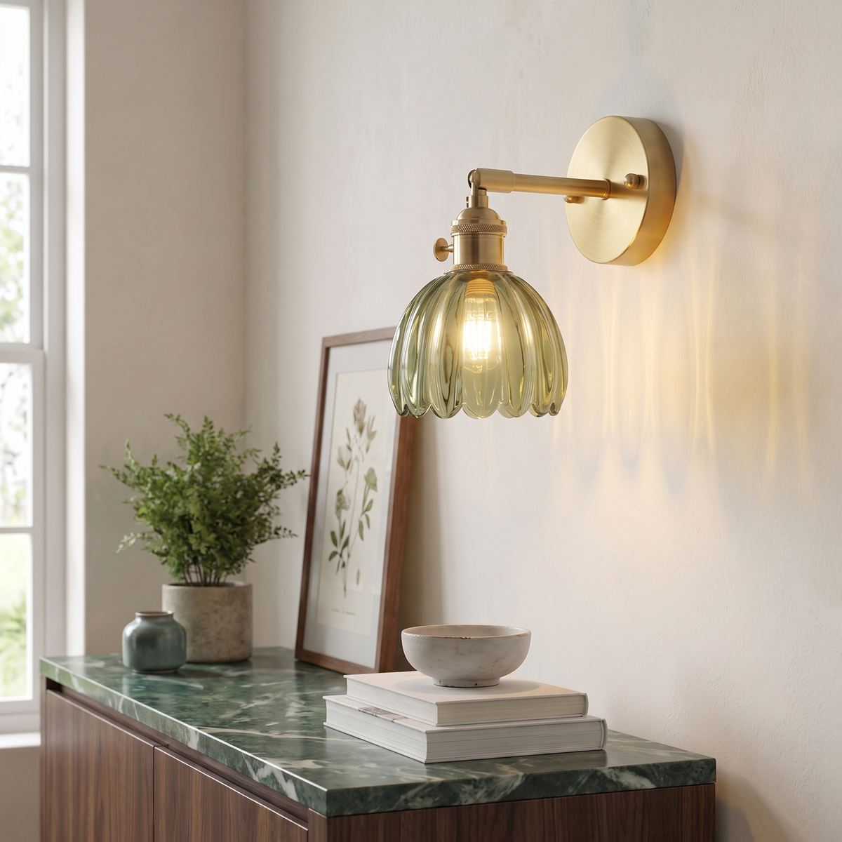 Adjustable Tulip Glass Wall Sconce – side profile