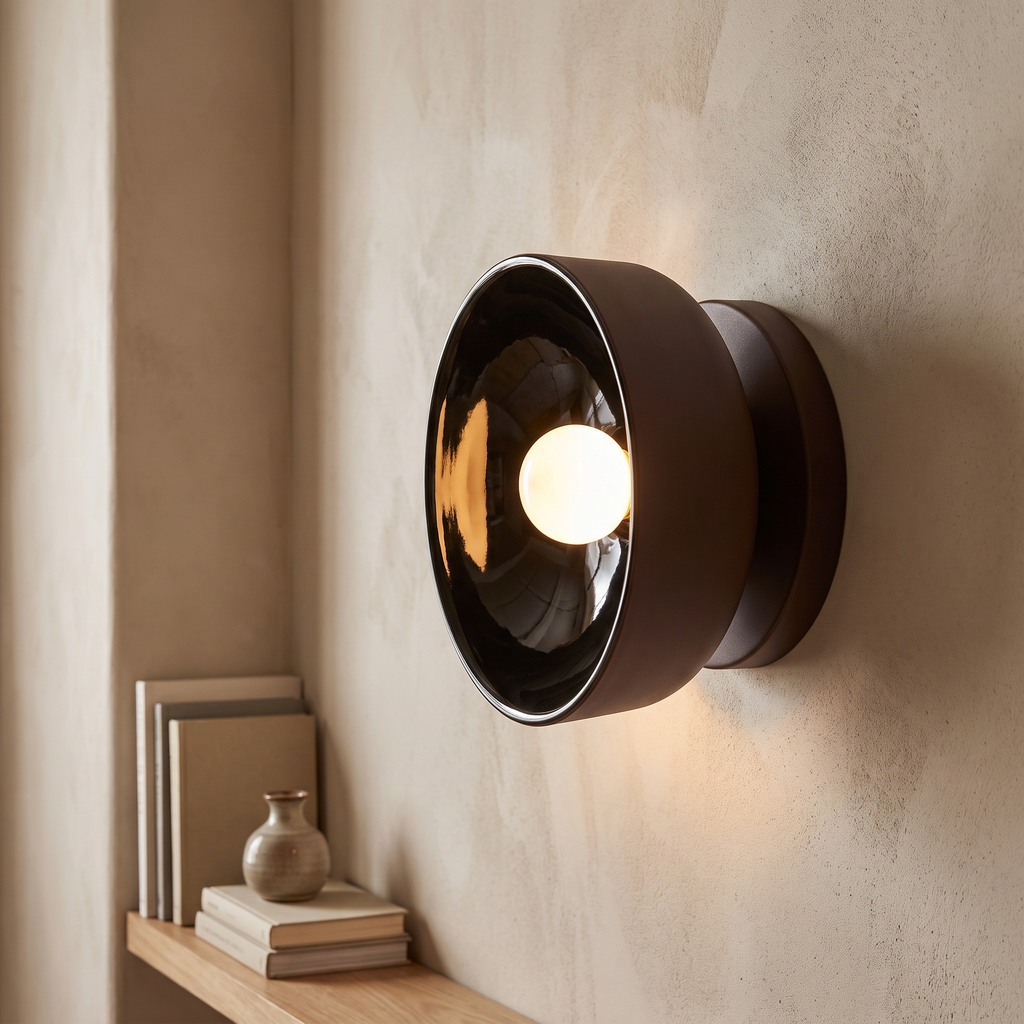 Reflective Glow Aluminum & Glass Wall Sconce – side profile
