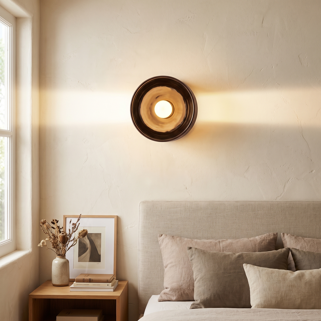 Reflective Glow Aluminum & Glass Wall Sconce – front view
