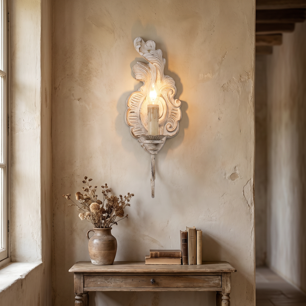 French Vintage Candle Wall Sconce – front view