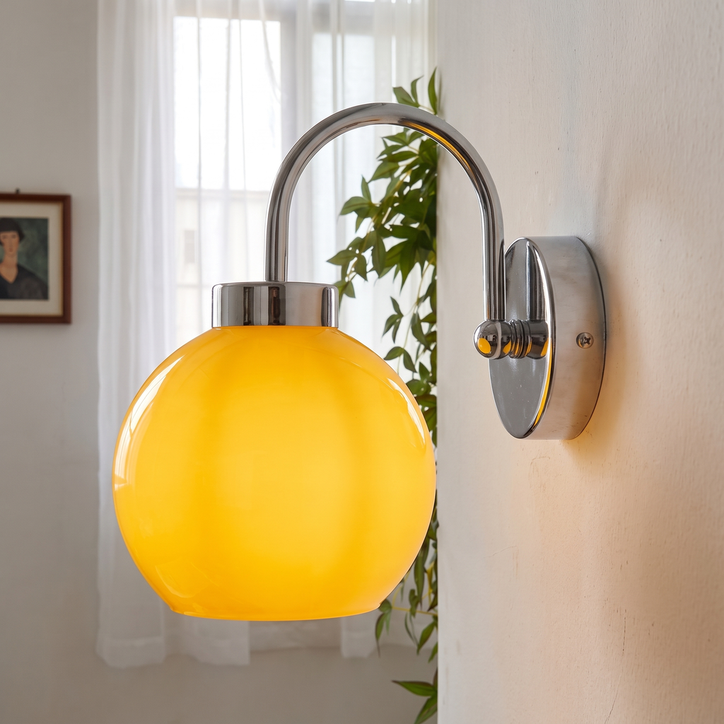 Glass Globe Shade Bathroom Wall Light – side profile