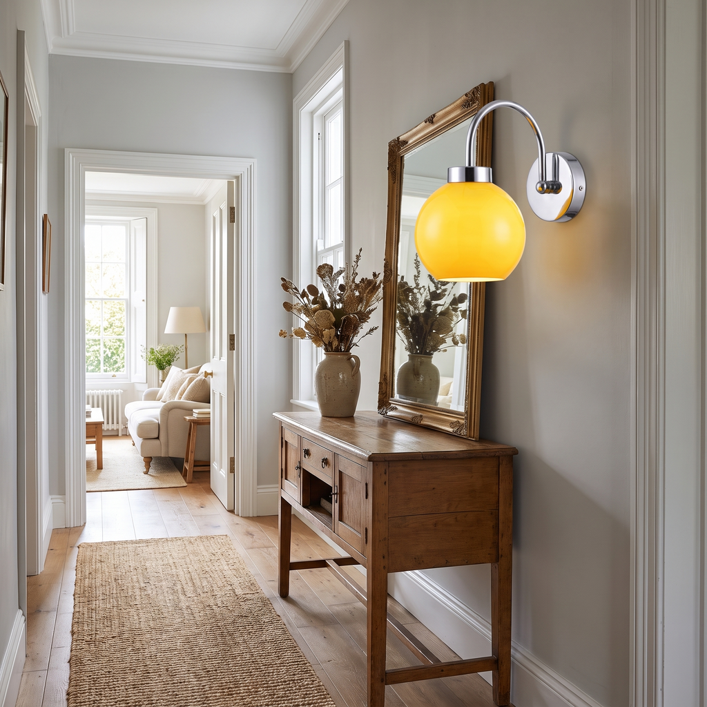 Glass Globe Shade Bathroom Wall Light – room view