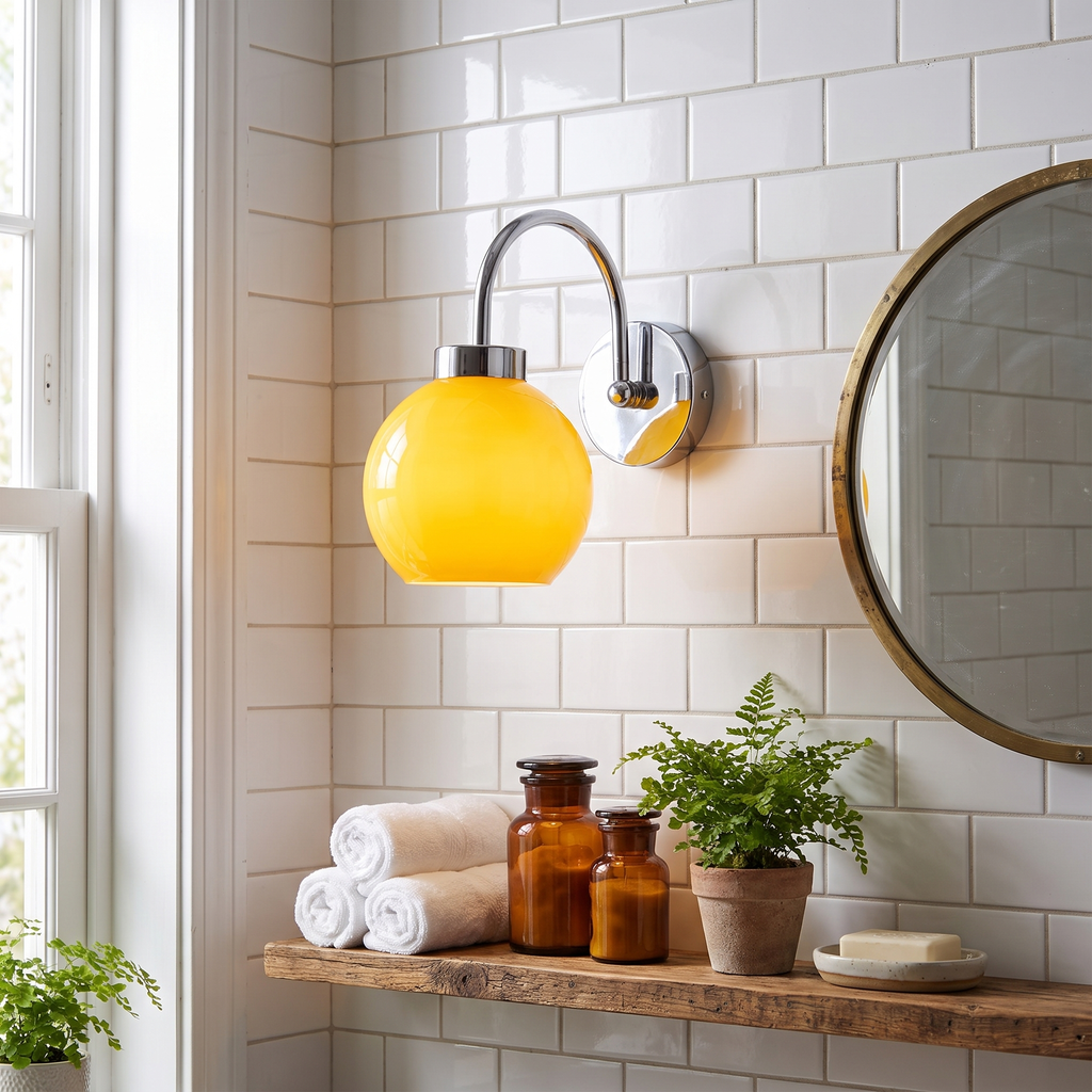 Glass Globe Shade Bathroom Wall Light – front view