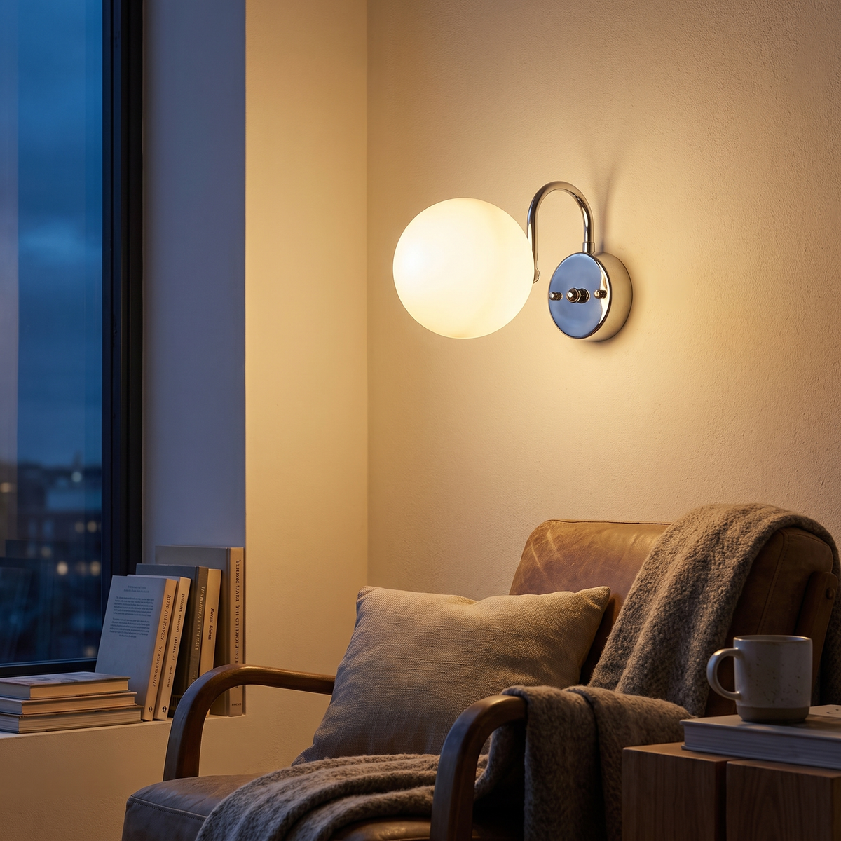 Staggered Glass Globe Chrome Wall Sconce – evening glow