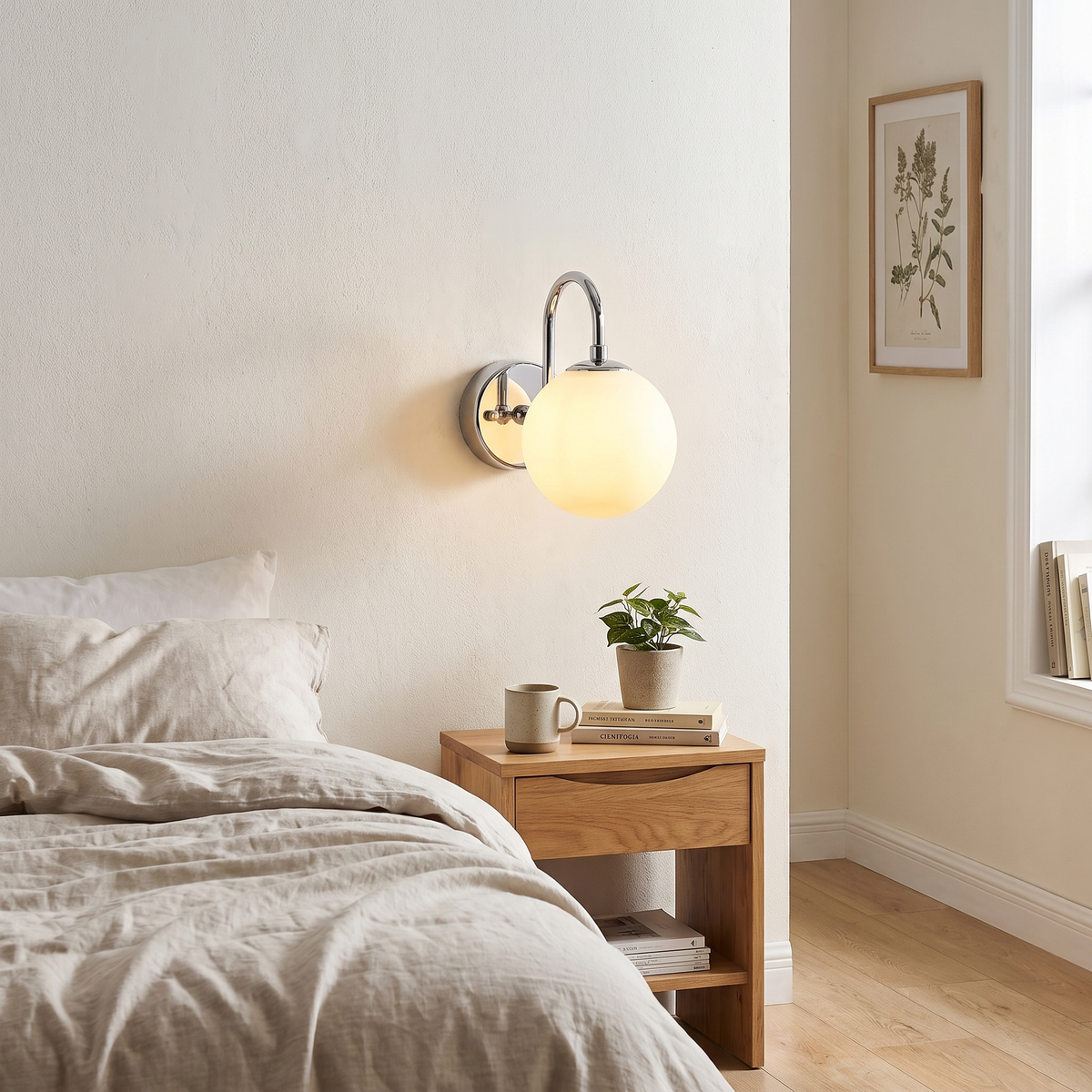 Staggered Glass Globe Chrome Wall Sconce – front view