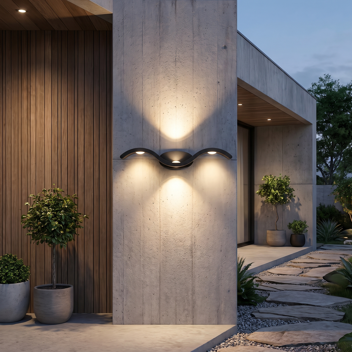 Wavy Seagull Up/Down Outdoor LED Wall Light – front view