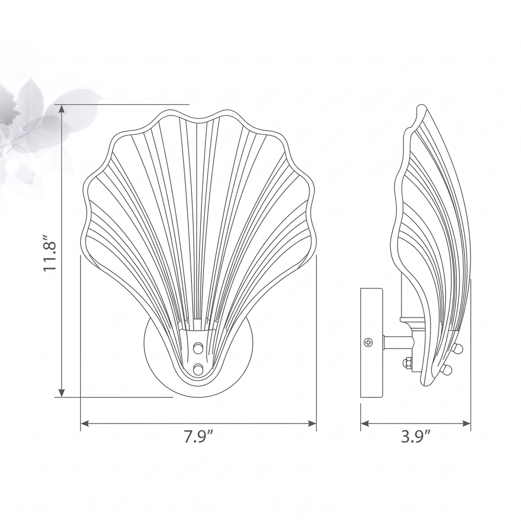 Sculptural Glass Shell LED Wall Sconce – dimensions