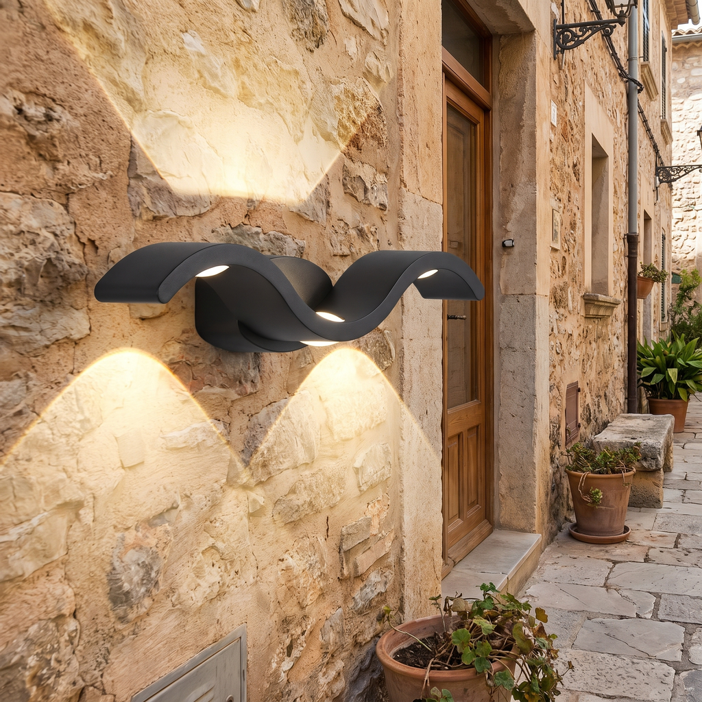 Wavy Seagull Up/Down Outdoor LED Wall Light – side profile
