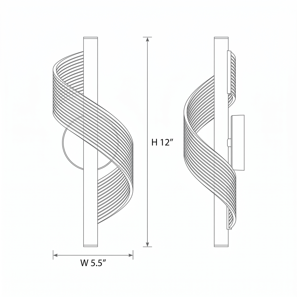 Spiral Ribbon Glass Wall Sconce – dimensions