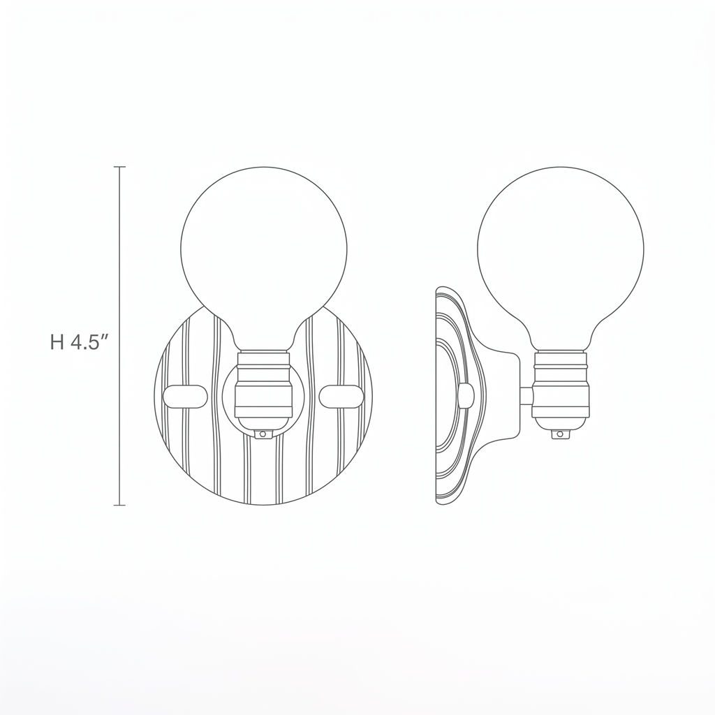 Striped Ceramic Flush Mount Globe Wall Light – dimensions