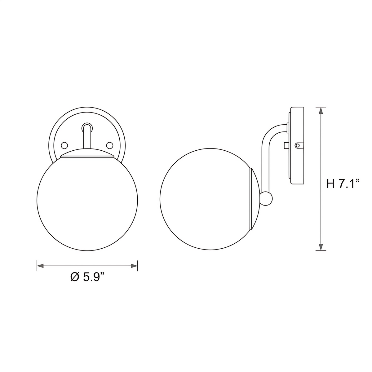 Staggered Glass Globe Chrome Wall Sconce – dimensions